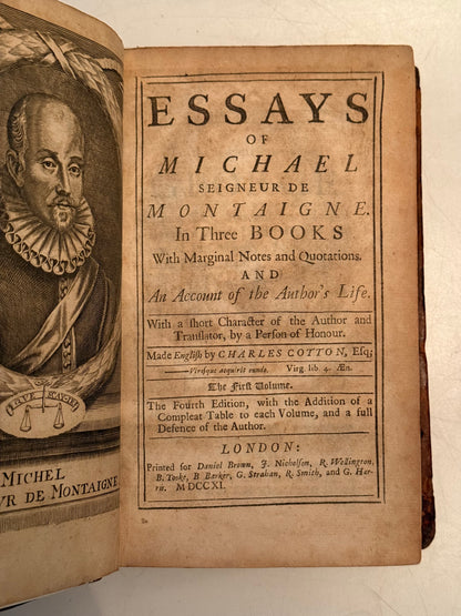 The Essays of Michel de Montaigne 1686-1711 First Edition