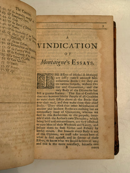 The Essays of Michel de Montaigne 1686-1711 First Edition