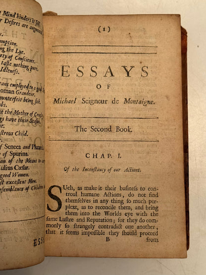 The Essays of Michel de Montaigne 1686-1711 First Edition