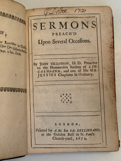 John Tillotson's Sermons 1671 First Edition
