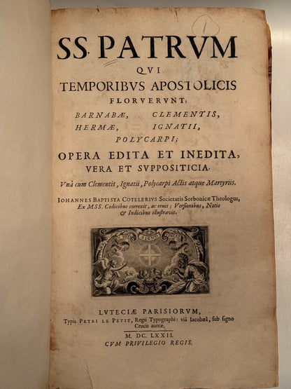 The Apostolic Fathers 1672 First Edition