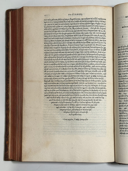 The Editio Princeps of Plato 1513; One of the Most Important Printings of the Aldine Press