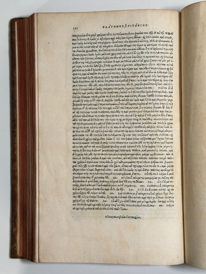 The Editio Princeps of Plato 1513; One of the Most Important Printings of the Aldine Press
