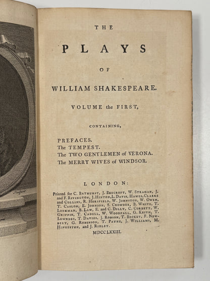 The Plays of William Shakespeare 1773 Samuel Johnson Edition