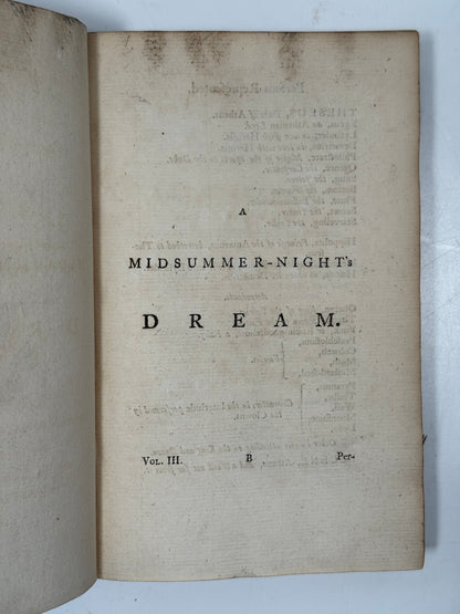 The Plays of William Shakespeare 1773 Samuel Johnson Edition