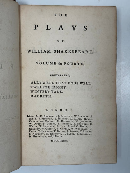 The Plays of William Shakespeare 1773 Samuel Johnson Edition