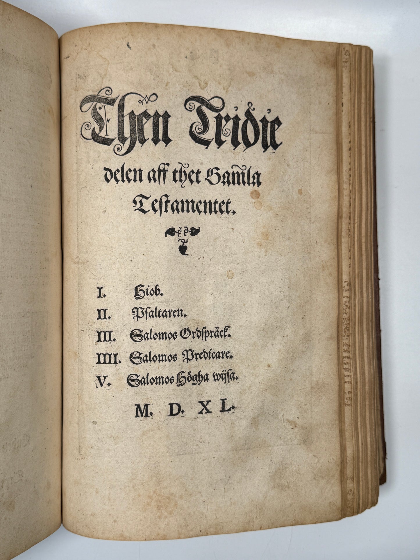 The Gustav Vasa Bible 1540 Editio Princeps of the Swedish Bible