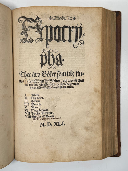 The Gustav Vasa Bible 1540 Editio Princeps of the Swedish Bible