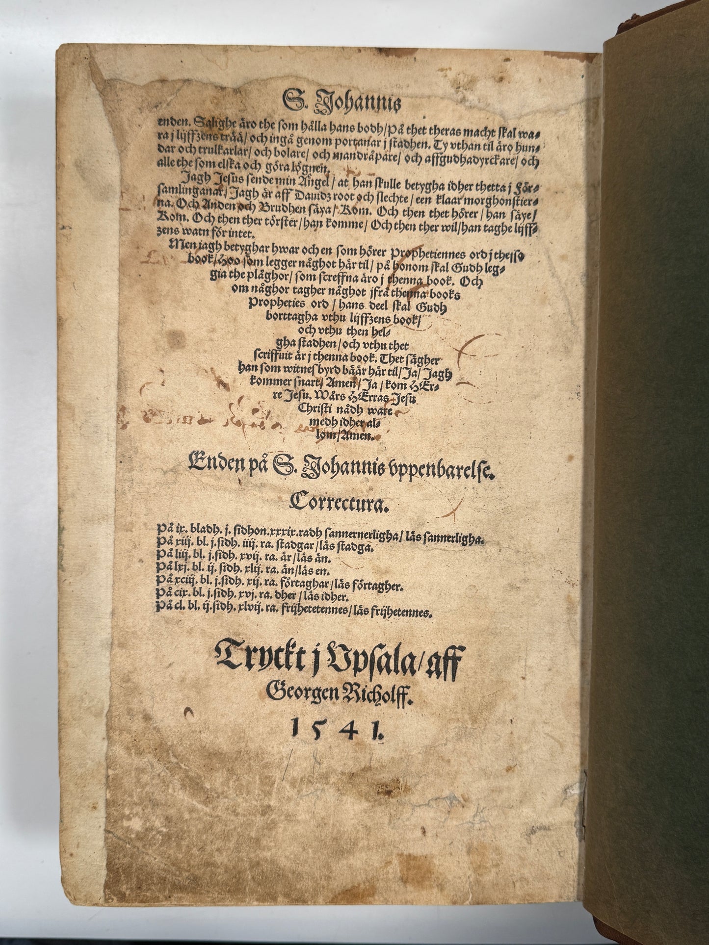 The Gustav Vasa Bible 1540 Editio Princeps of the Swedish Bible