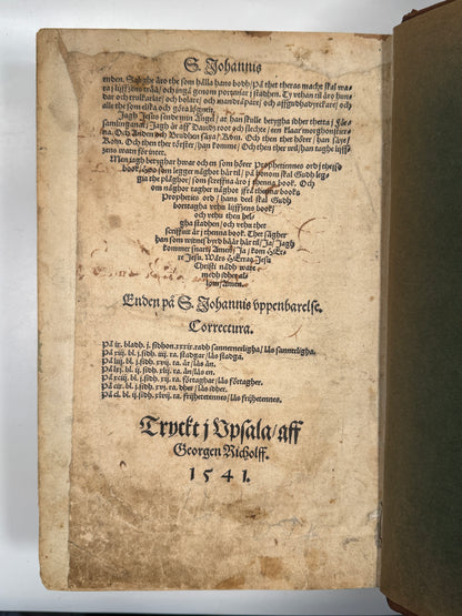 The Gustav Vasa Bible 1540 Editio Princeps of the Swedish Bible