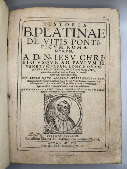 The History of the Popes by B. Platina 1600