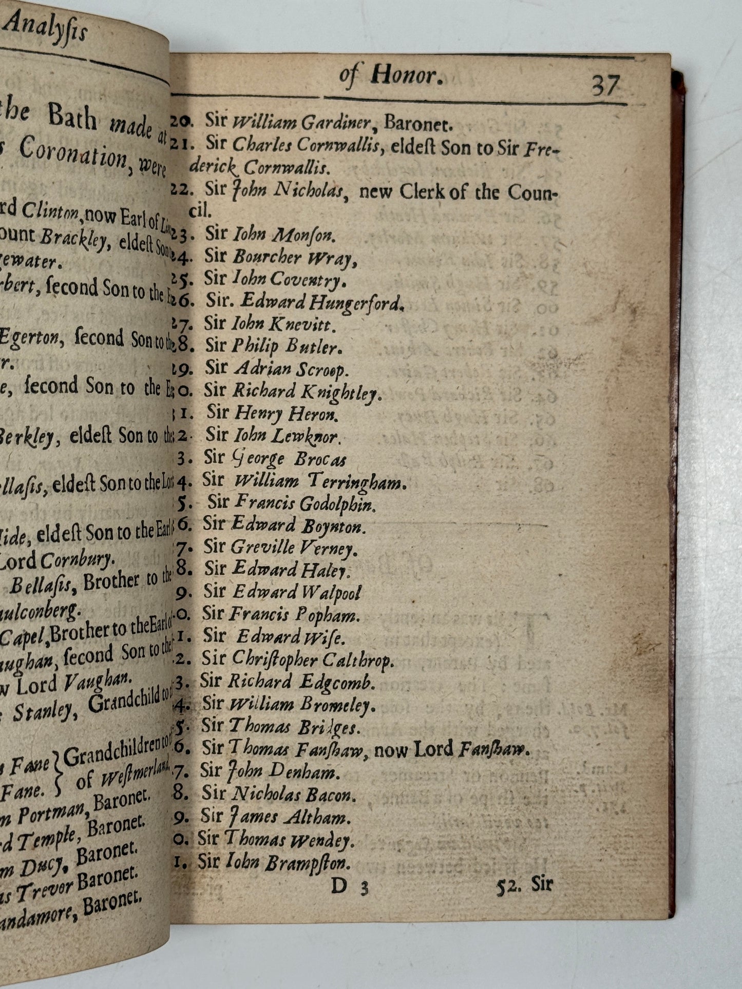 The Analysis of Honor and Armory 1673