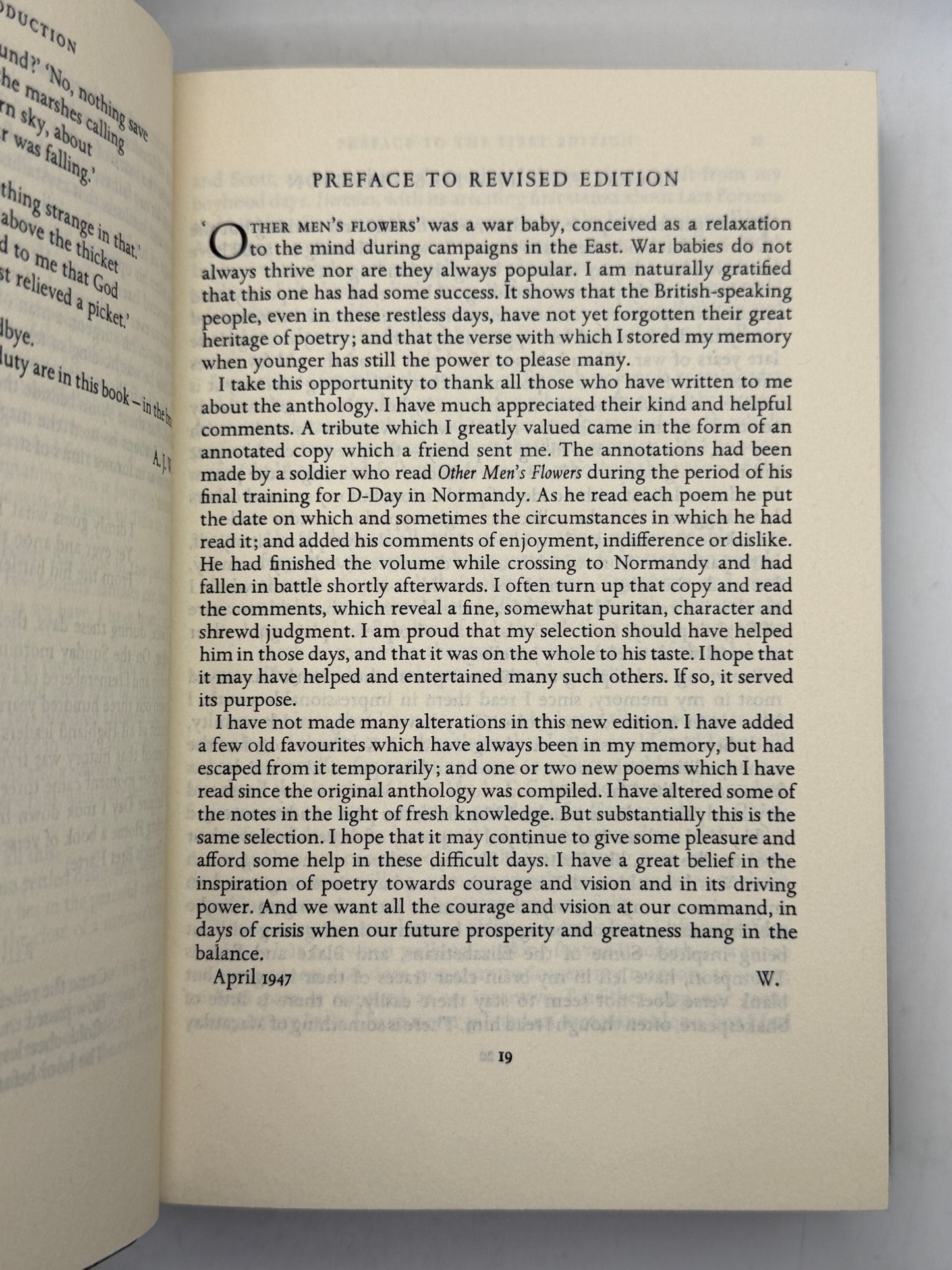 Other Men's Flowers, Poetry Compiled by A. P. Wavell 1978