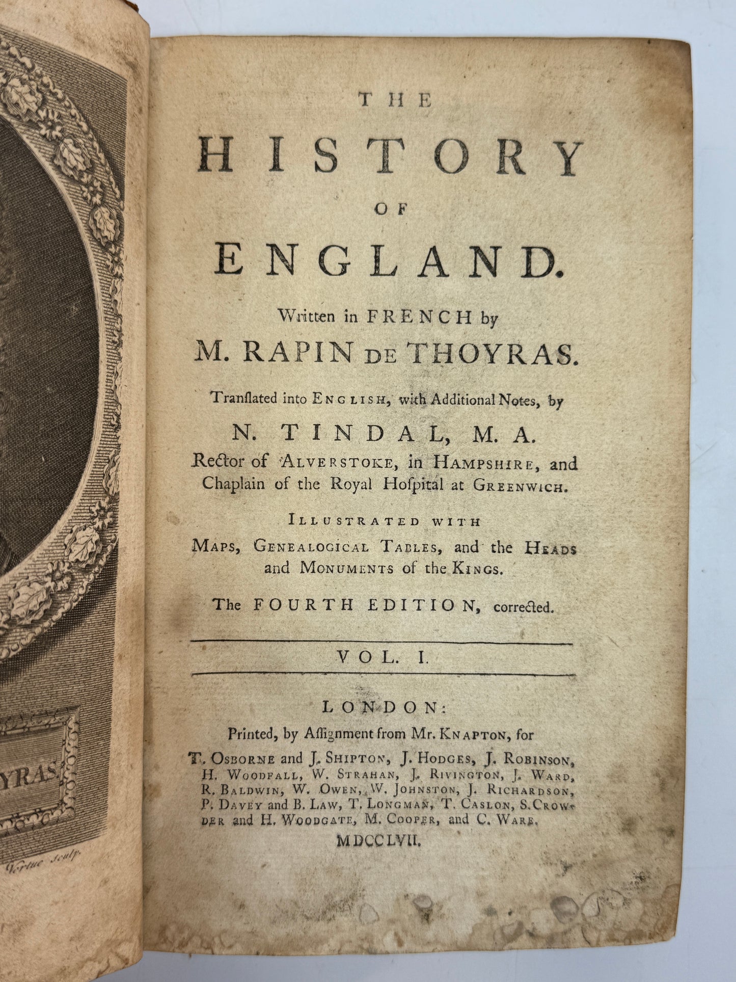 Rapin's History of England 1757 in Contemporary Bindings, 21 Volumes, Tindal Edition