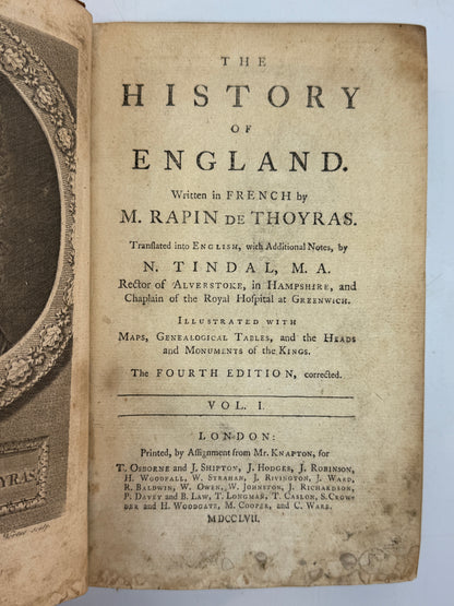 Rapin's History of England 1757 in Contemporary Bindings, 21 Volumes, Tindal Edition