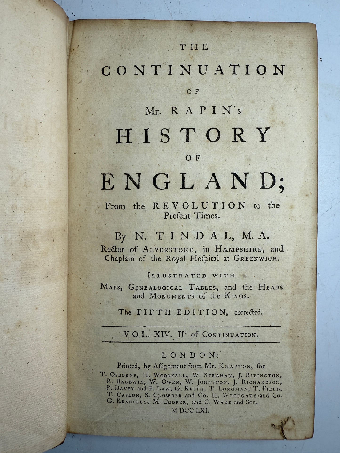 Rapin's History of England 1757 in Contemporary Bindings, 21 Volumes, Tindal Edition