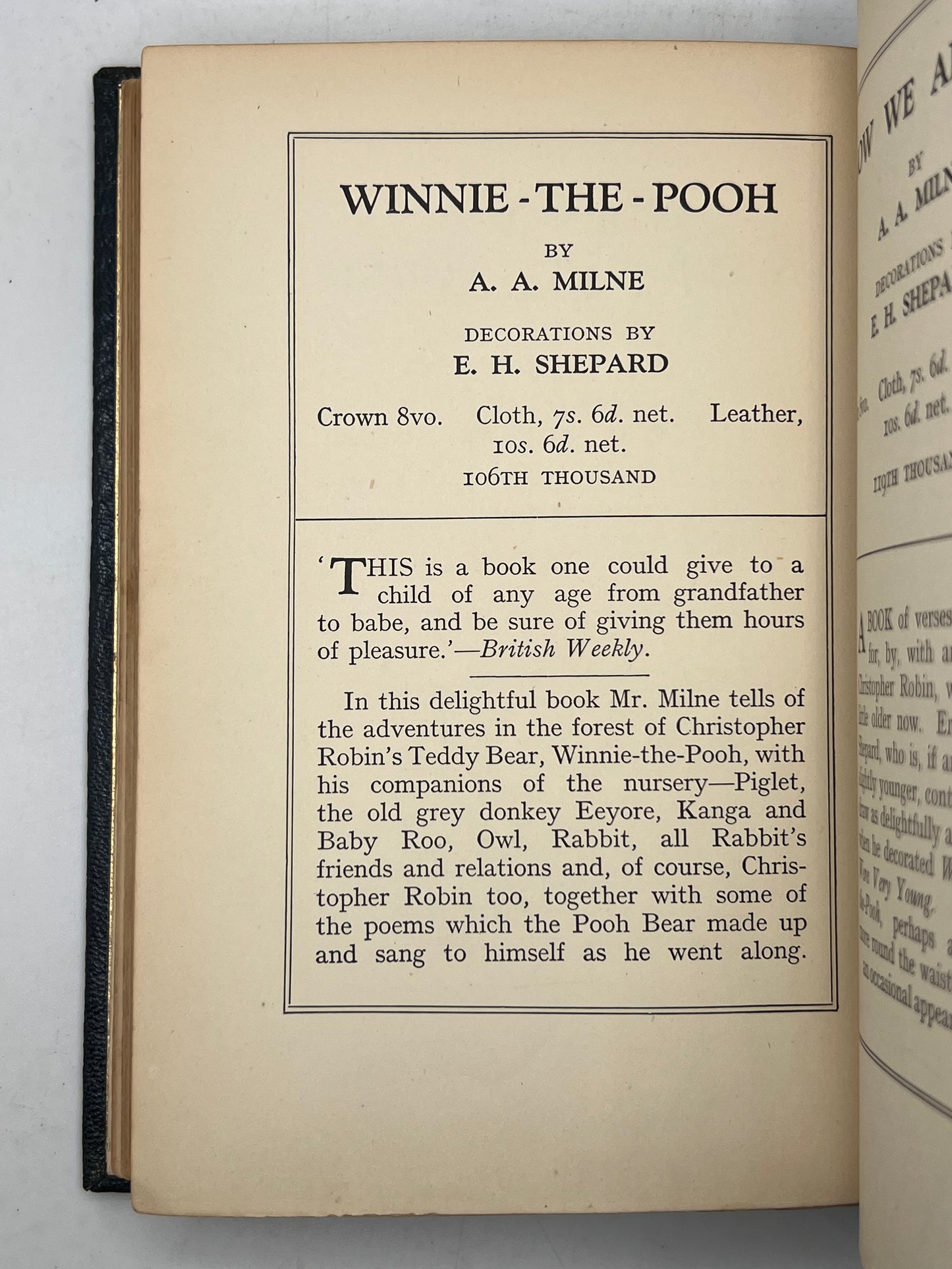 The Christopher Robin Story Book by A. A. Milne 1929 Fine Cosway Style Binding