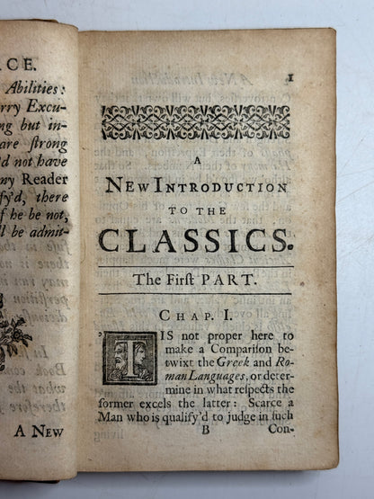 An Introduction to the Classics by Anthony Blackwall 1718 First Edition