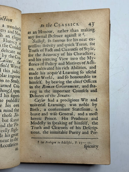 An Introduction to the Classics by Anthony Blackwall 1718 First Edition