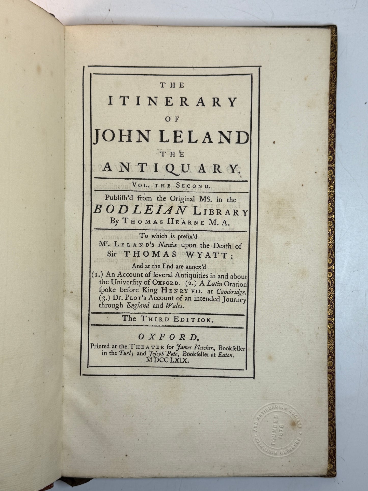 The Itinerary of John Leland the Antiquary 1769-1770