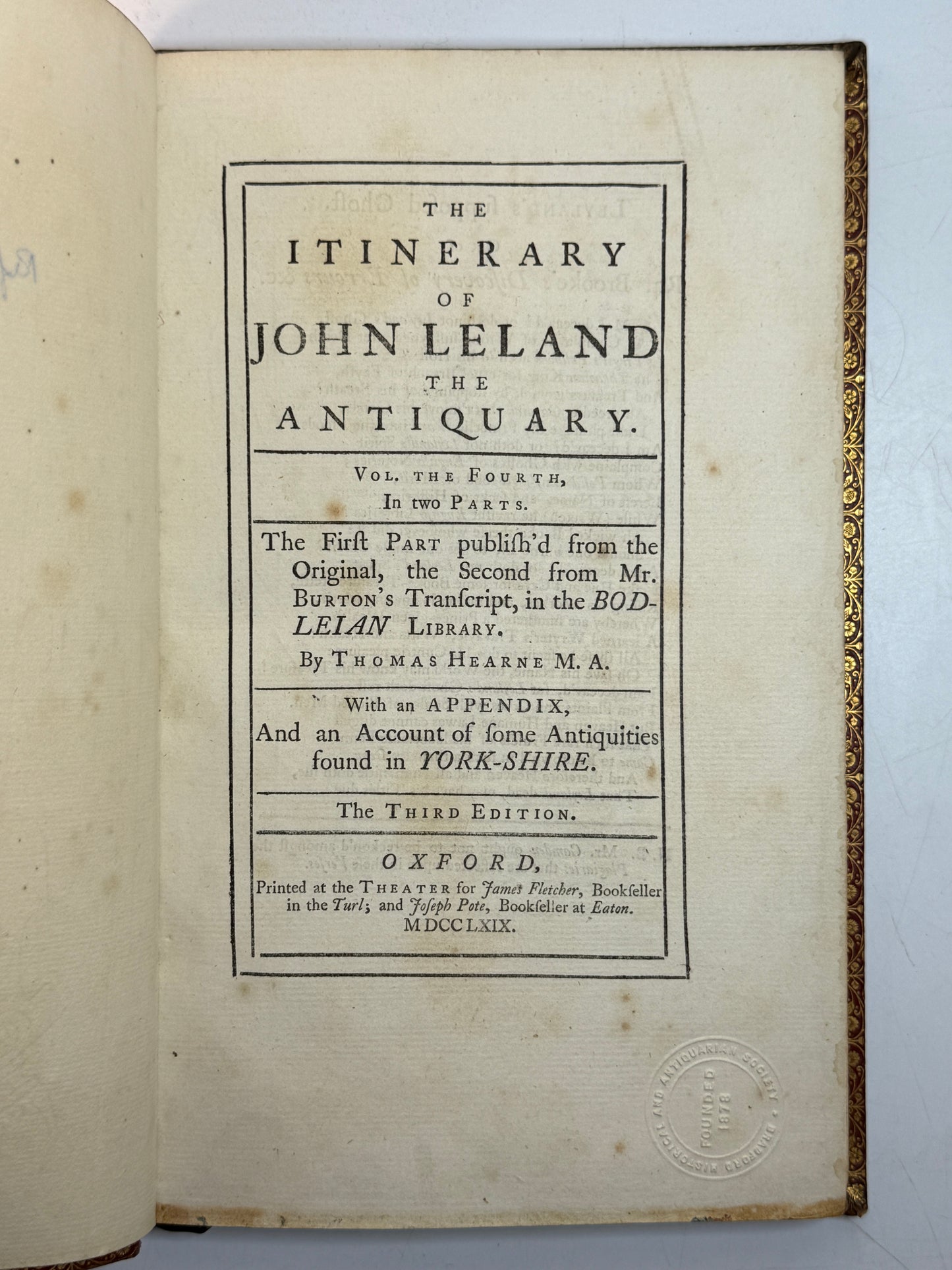The Itinerary of John Leland the Antiquary 1769-1770