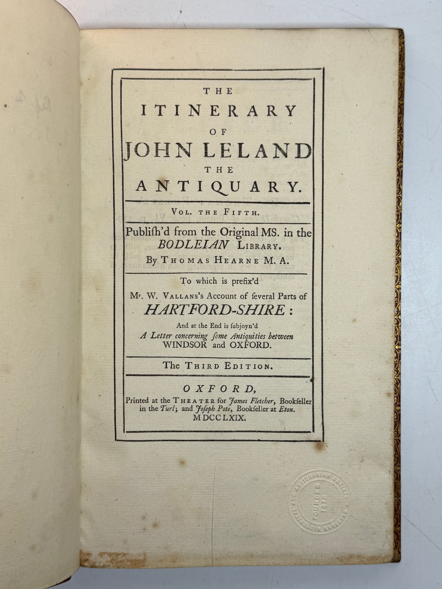The Itinerary of John Leland the Antiquary 1769-1770
