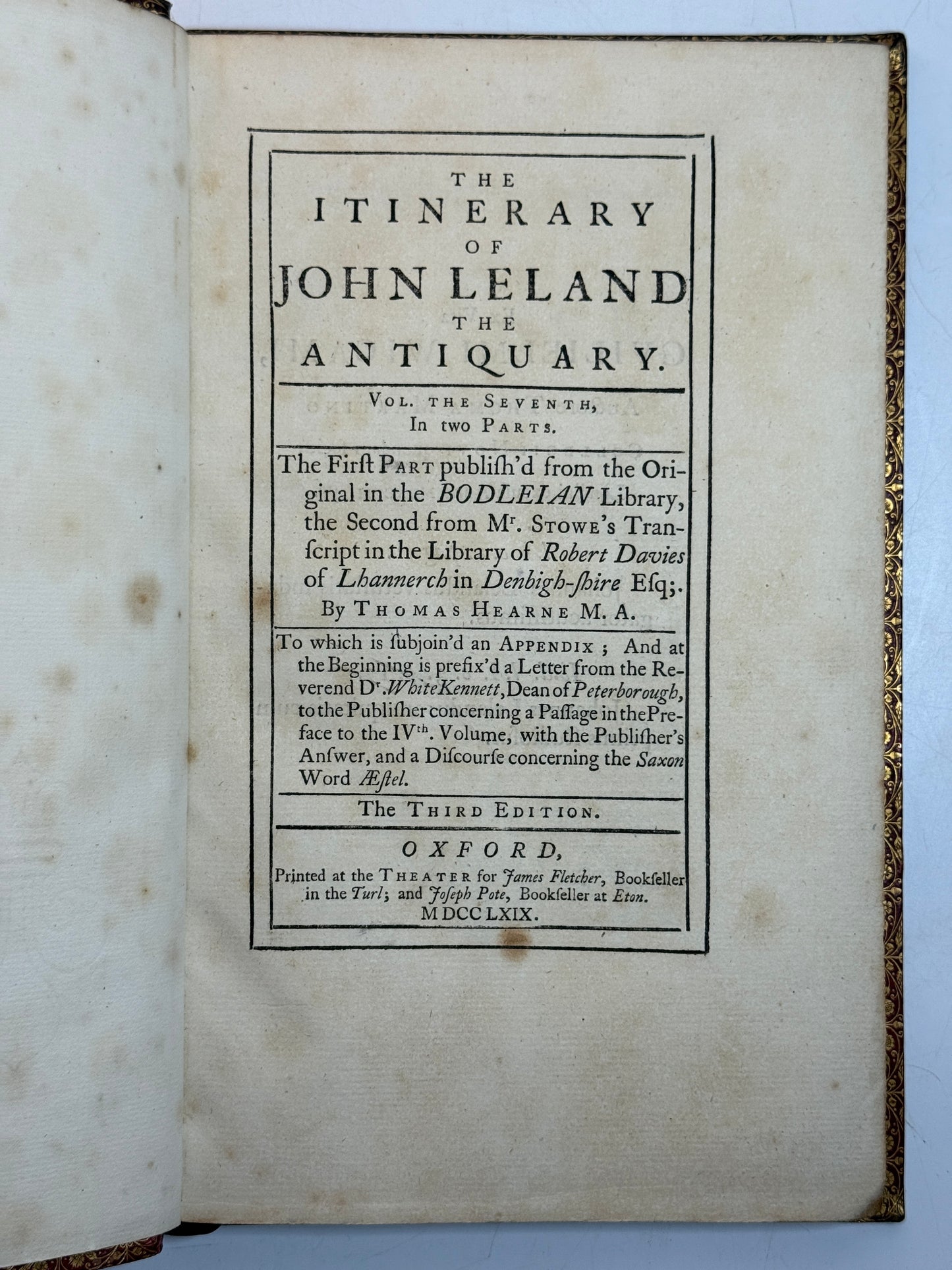 The Itinerary of John Leland the Antiquary 1769-1770