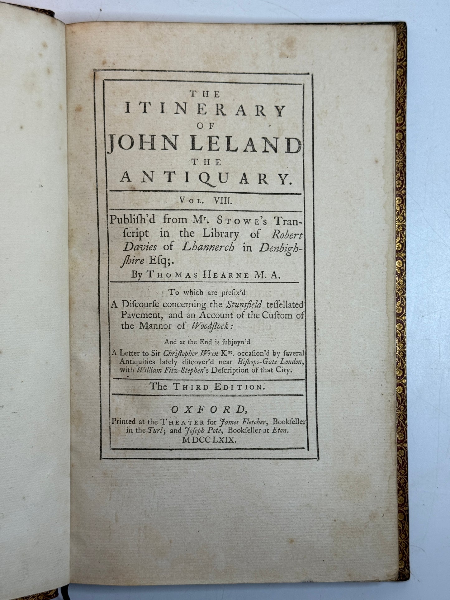 The Itinerary of John Leland the Antiquary 1769-1770