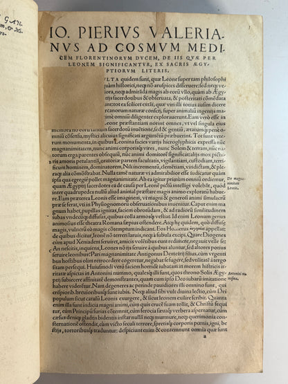 Valeriano's Hieroglyphica 1567