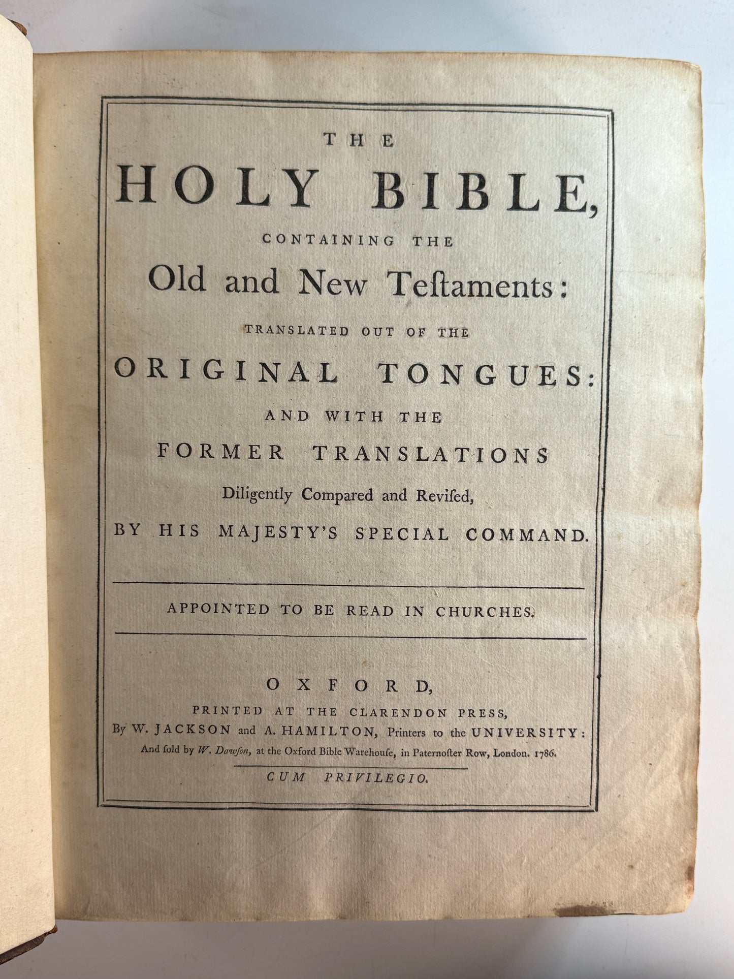 Antique King James Bible 1786 Clarendon Press Oxford Edition