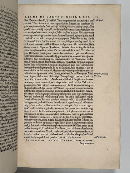 The Editio Princeps of Tertullian's Works 1521: The Important St. Maur Copy