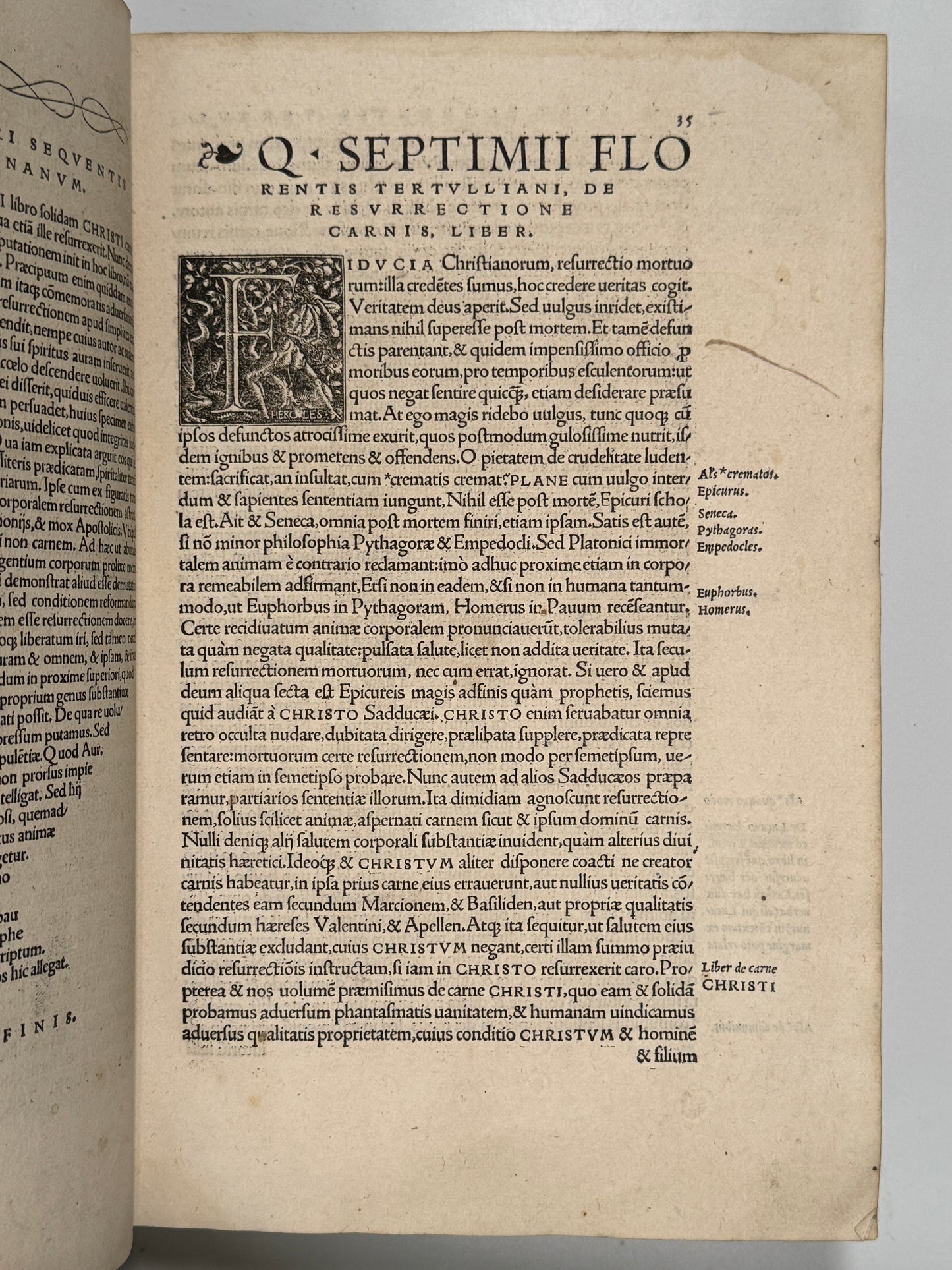 The Editio Princeps of Tertullian's Works 1521: The Important St. Maur Copy