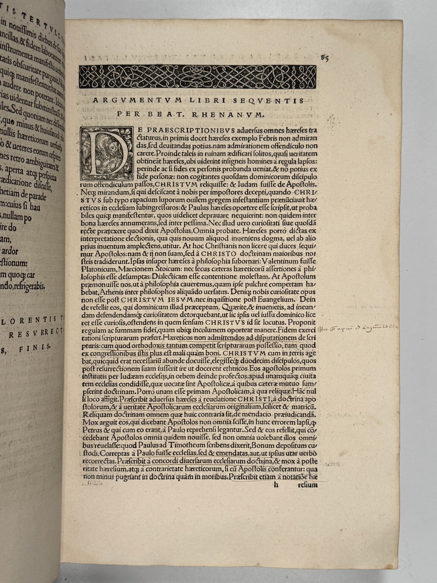 The Editio Princeps of Tertullian's Works 1521: The Important St. Maur Copy
