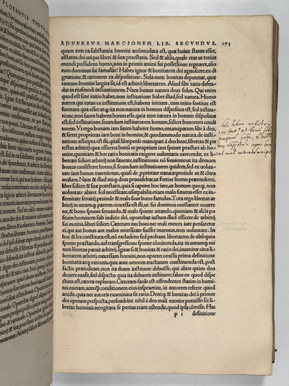 The Editio Princeps of Tertullian's Works 1521: The Important St. Maur Copy