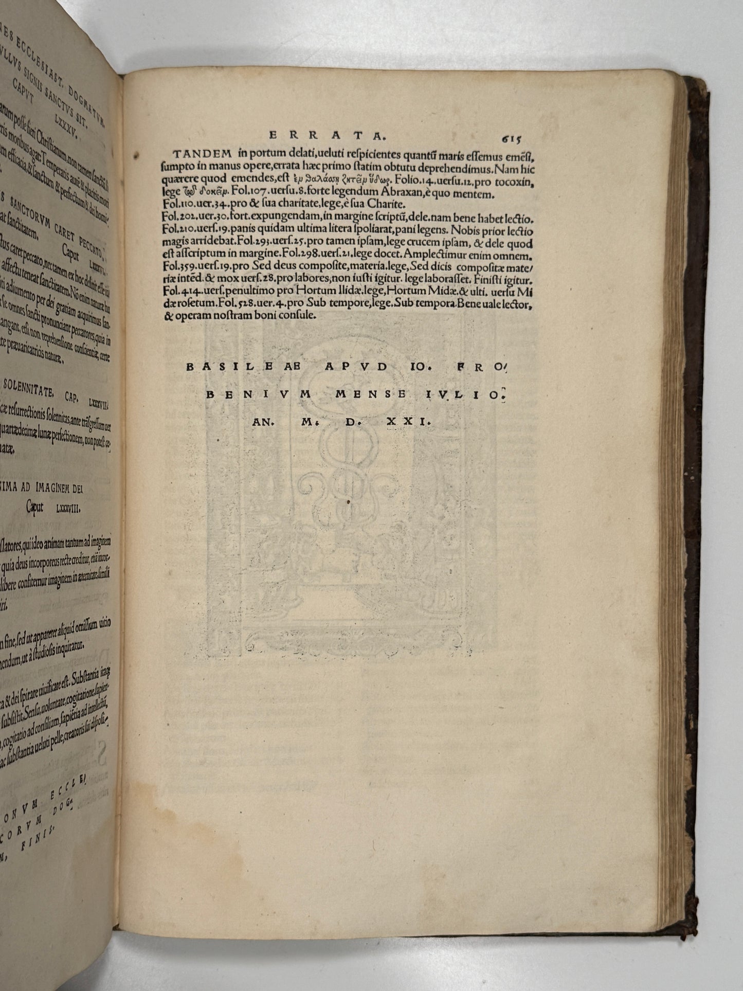 The Editio Princeps of Tertullian's Works 1521: The Important St. Maur Copy
