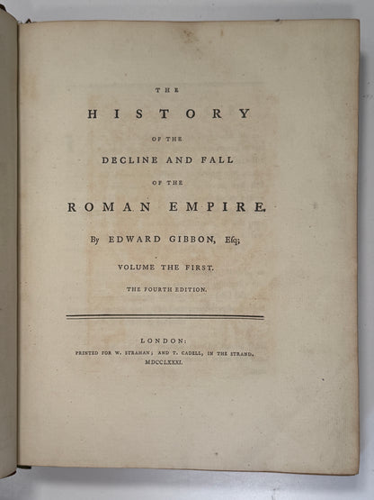First Edition: The Decline and Fall of the Roman Empire by Edward Gibbon