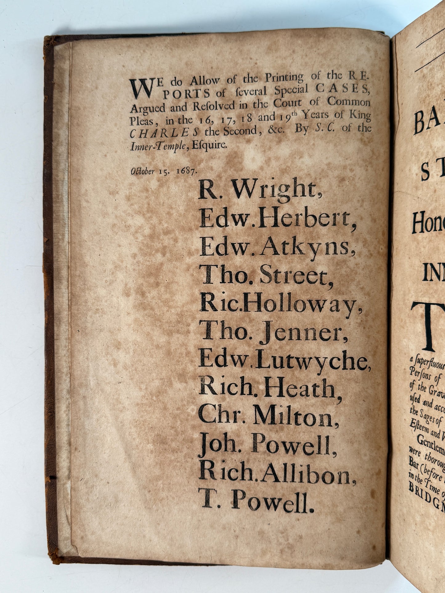 Charles II Reports of Several Special Cases 1687