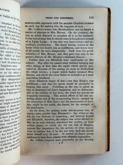 Pride and Prejudice by Jane Austen 1833 First One Volume Edition