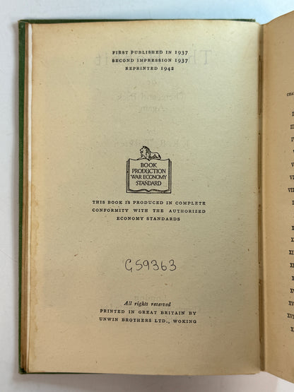 The Hobbit by J.R.R. Tolkien 1942 First Edition Third Impression