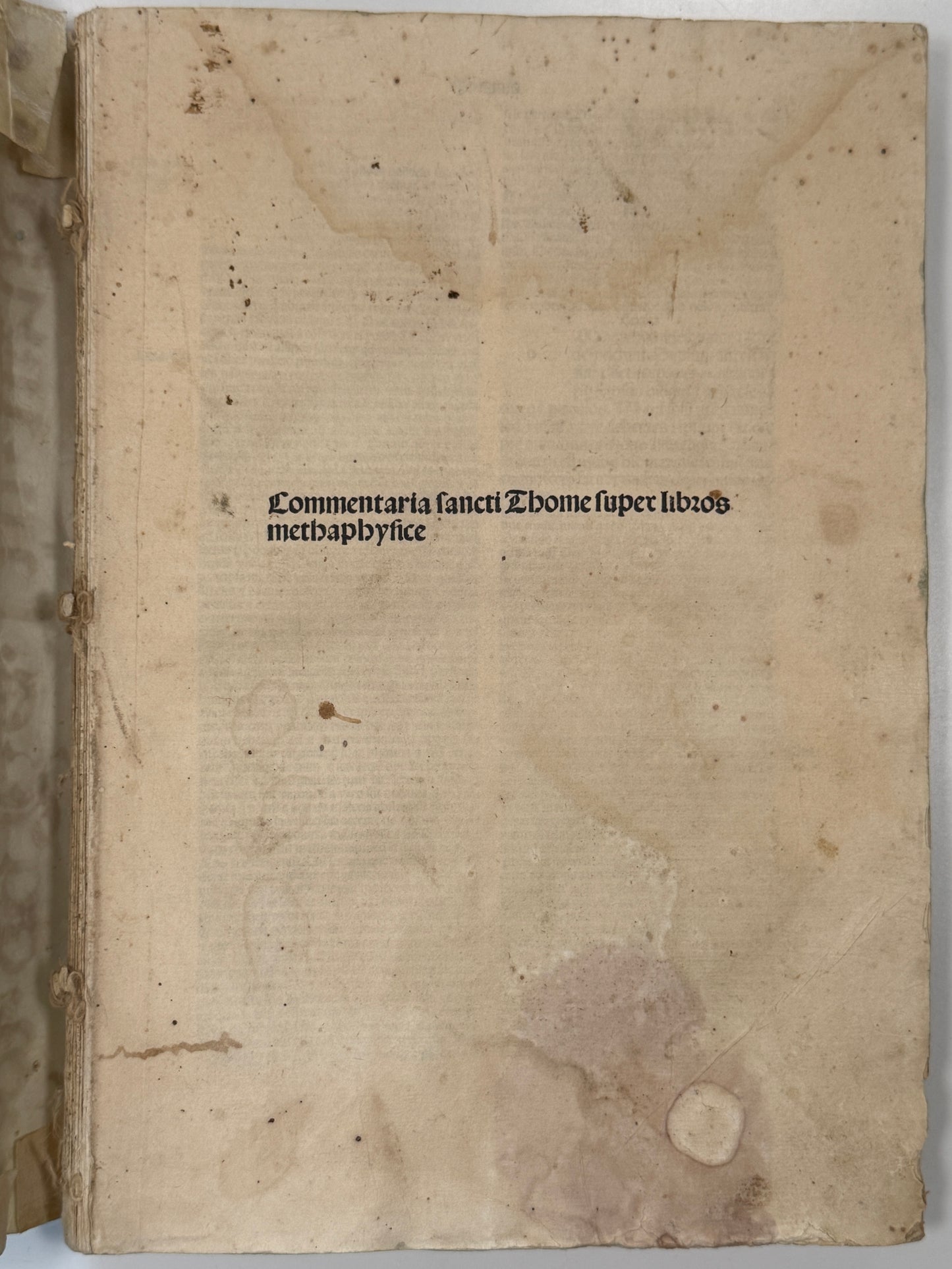 St. Thomas Aquinas' Commentary on Aristotle's Metaphysics 1493 Incunable