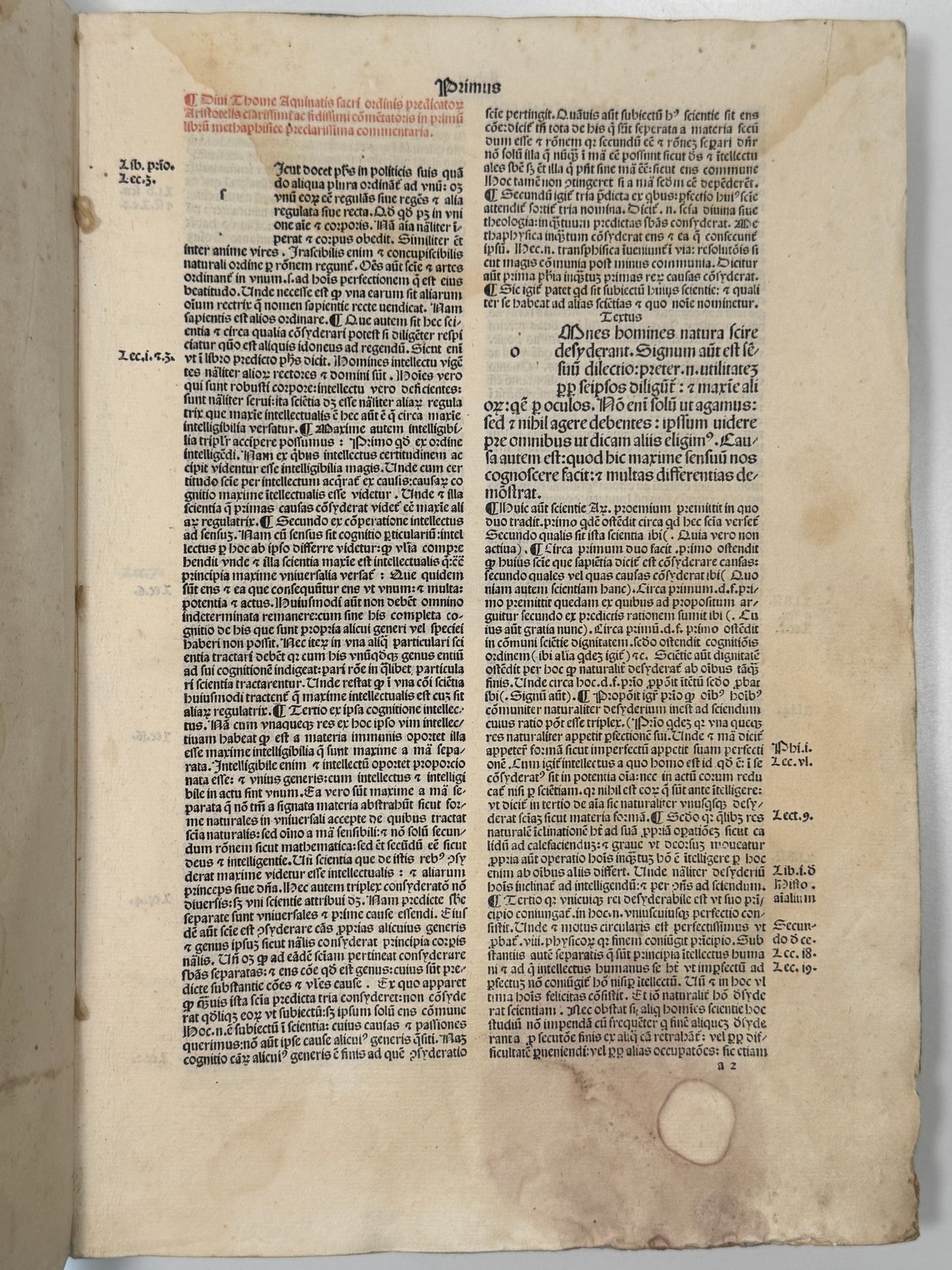 St. Thomas Aquinas' Commentary on Aristotle's Metaphysics 1493 Incunable