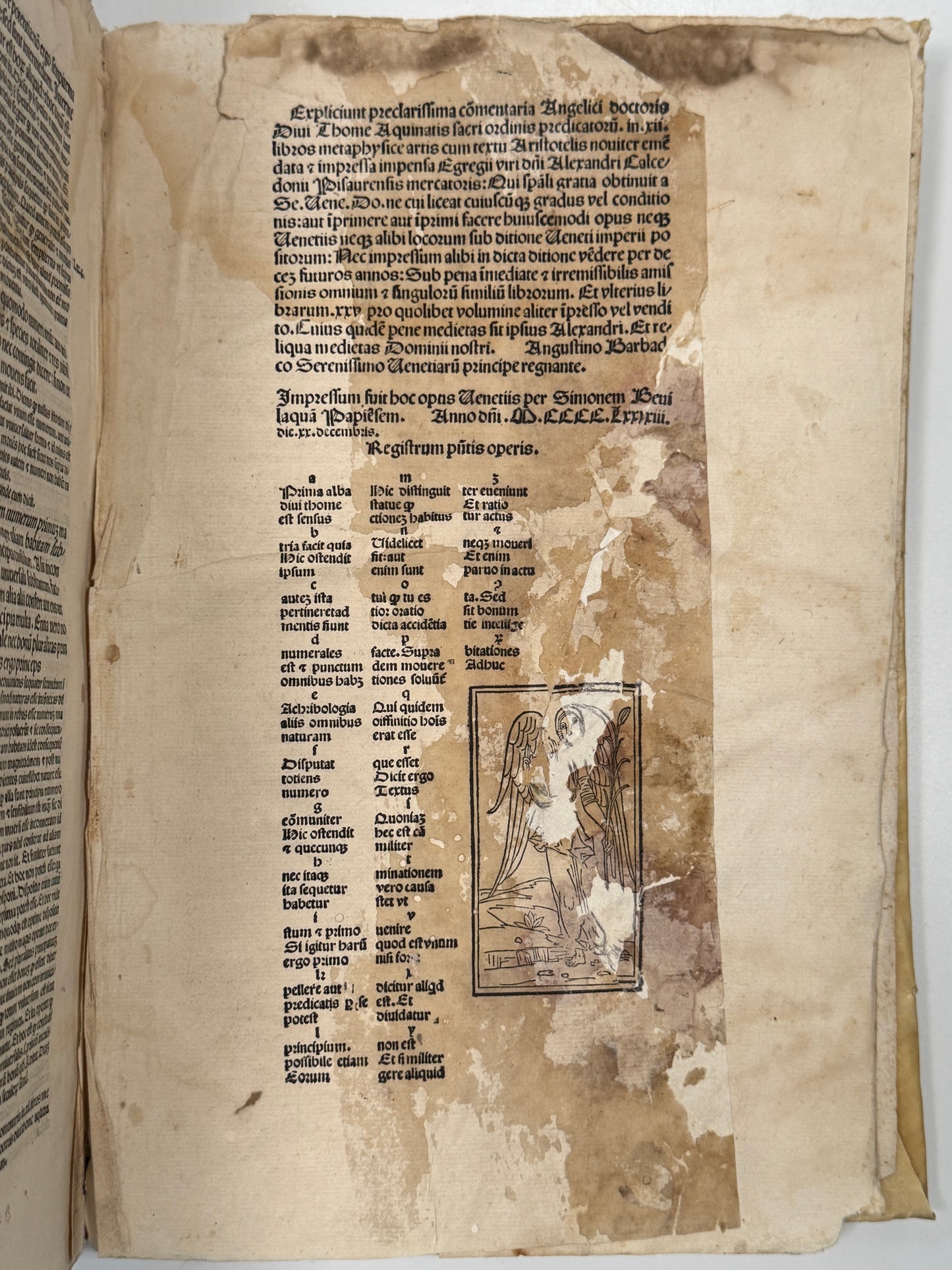St. Thomas Aquinas' Commentary on Aristotle's Metaphysics 1493 Incunable