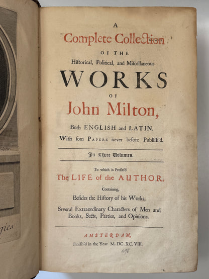 John Milton: Historical, Political, and Miscellaneous Works 1698