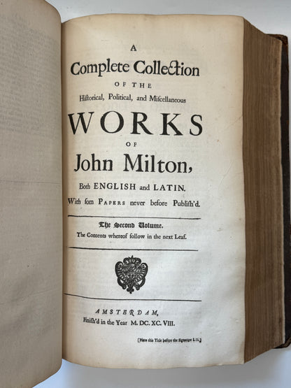 John Milton: Historical, Political, and Miscellaneous Works 1698