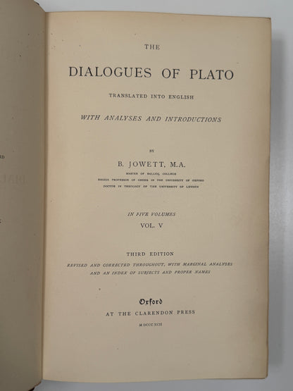 Plato's Dialogues 1892 Sangorski & Sutcliffe