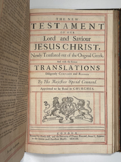 1709 Red-Ruled King James Bible in a Magnificent Contemporary Fine Binding