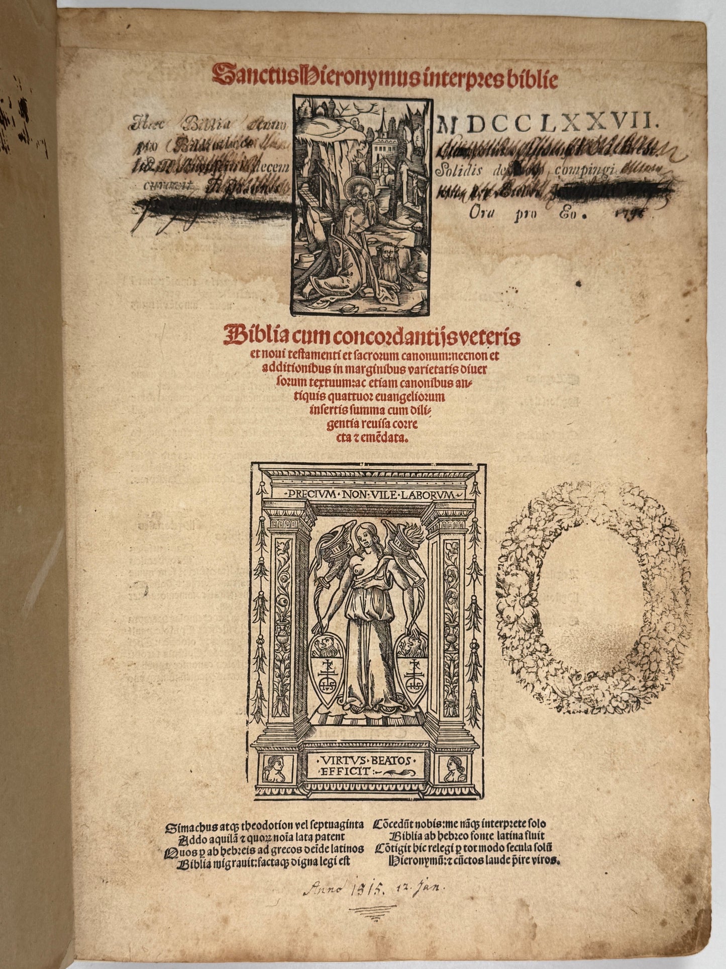 1515 Biblia Latina: Sacon/Koberger Imprint: Hand Coloured Folio