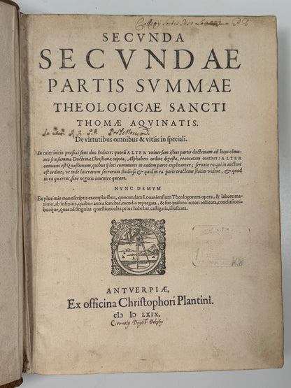 Summa Theologica by St. Thomas Aquinas 1569