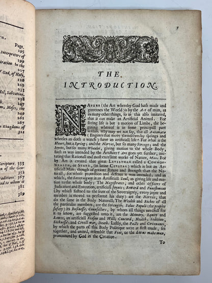 Leviathan by Thomas Hobbes 1651 First Edition First Issue