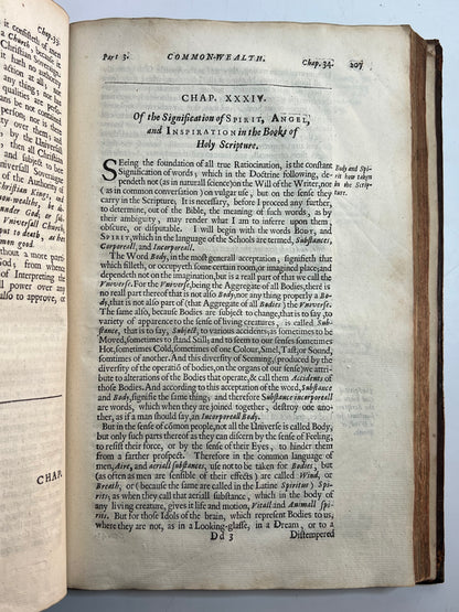 Leviathan by Thomas Hobbes 1651 First Edition First Issue